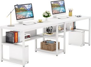 two person white desk