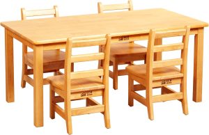 wooden table and chairs